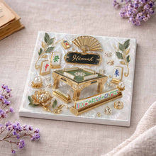 Load image into Gallery viewer, Personalized Mahjong Ceramic Coaster Custom Name Gift for Hobbyists
