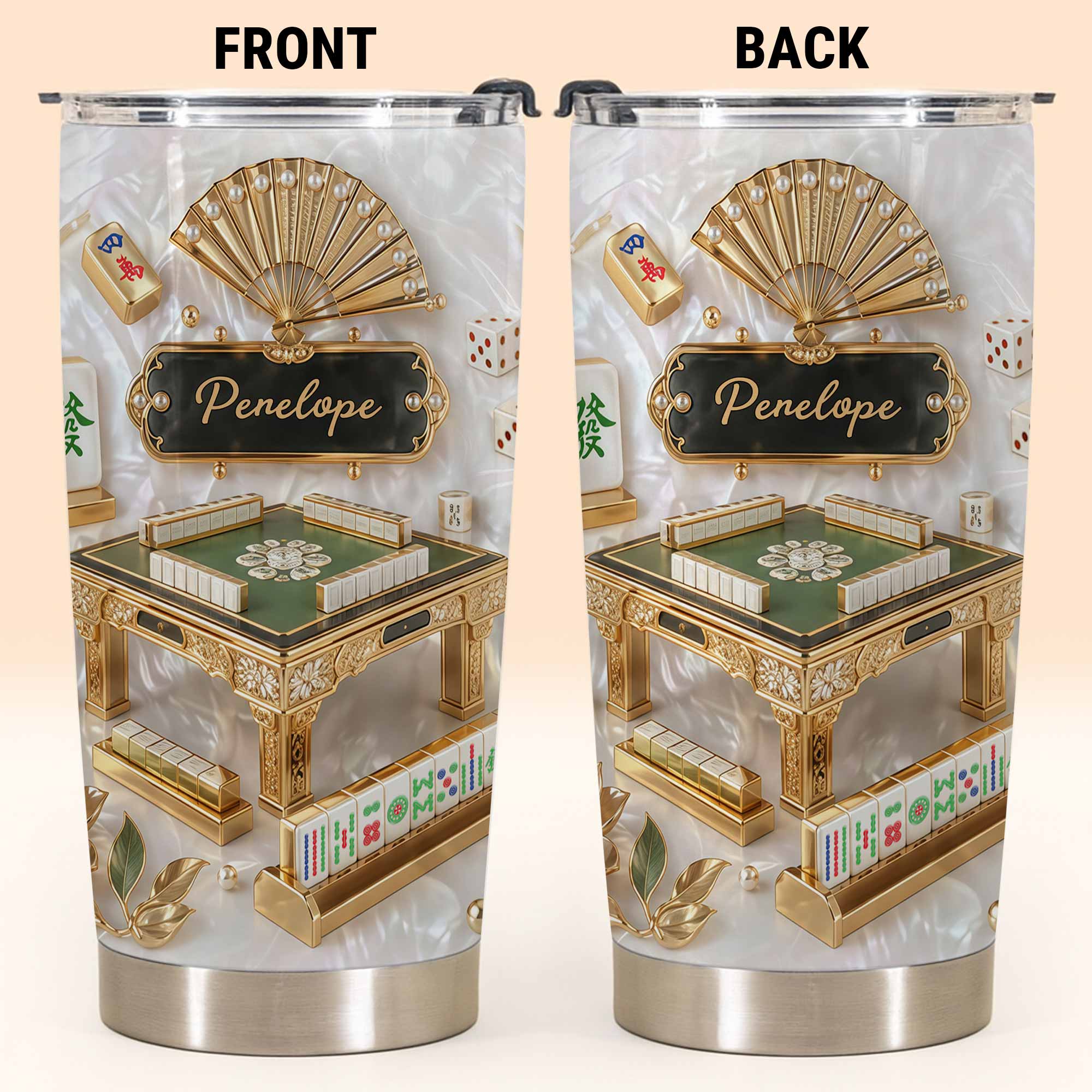 Personalized Mahjong Themed Tumbler Custom Name Gift for Hobbyists