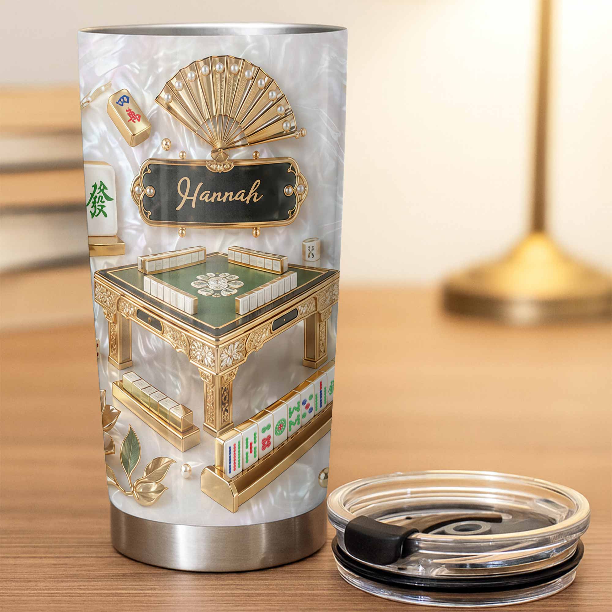 Personalized Mahjong Themed Tumbler Custom Name Gift for Hobbyists