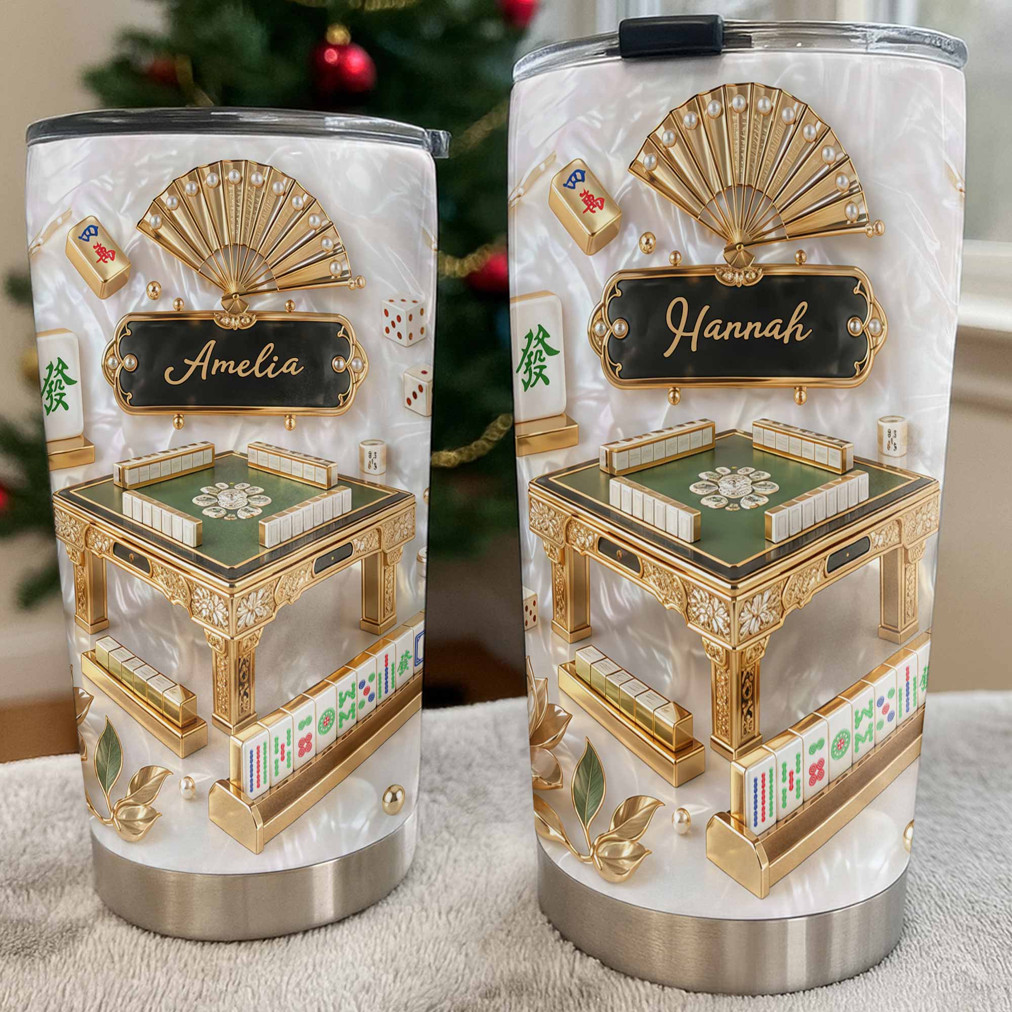 Personalized Mahjong Themed Tumbler Custom Name Gift for Hobbyists