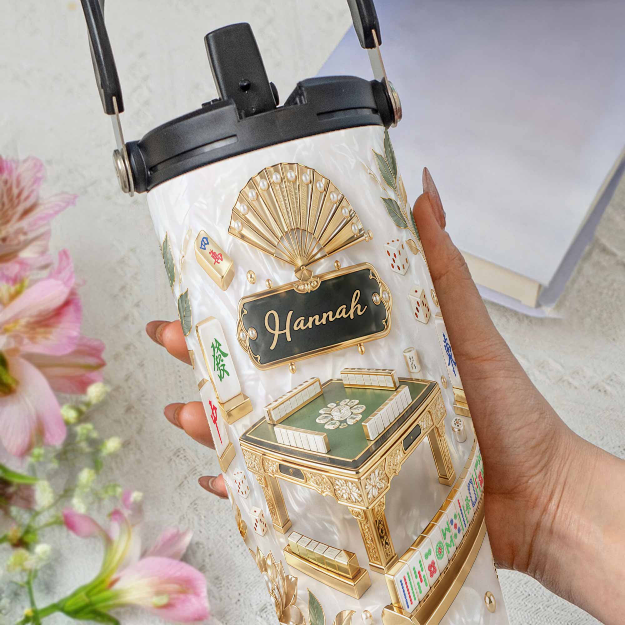 Personalized 30oz Mahjong Tumbler with Handle Gift for Game Lovers