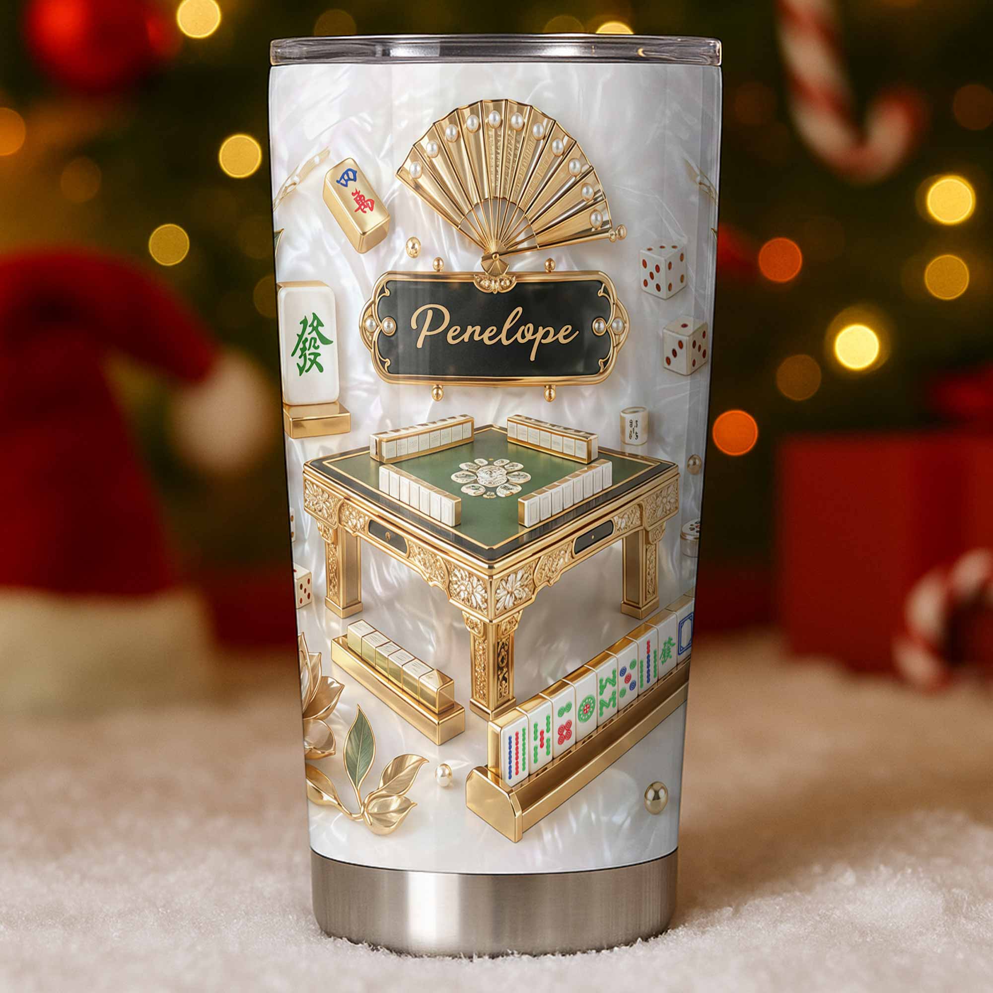 Personalized Mahjong Tumbler 20oz Custom Name Gift for Game Lovers