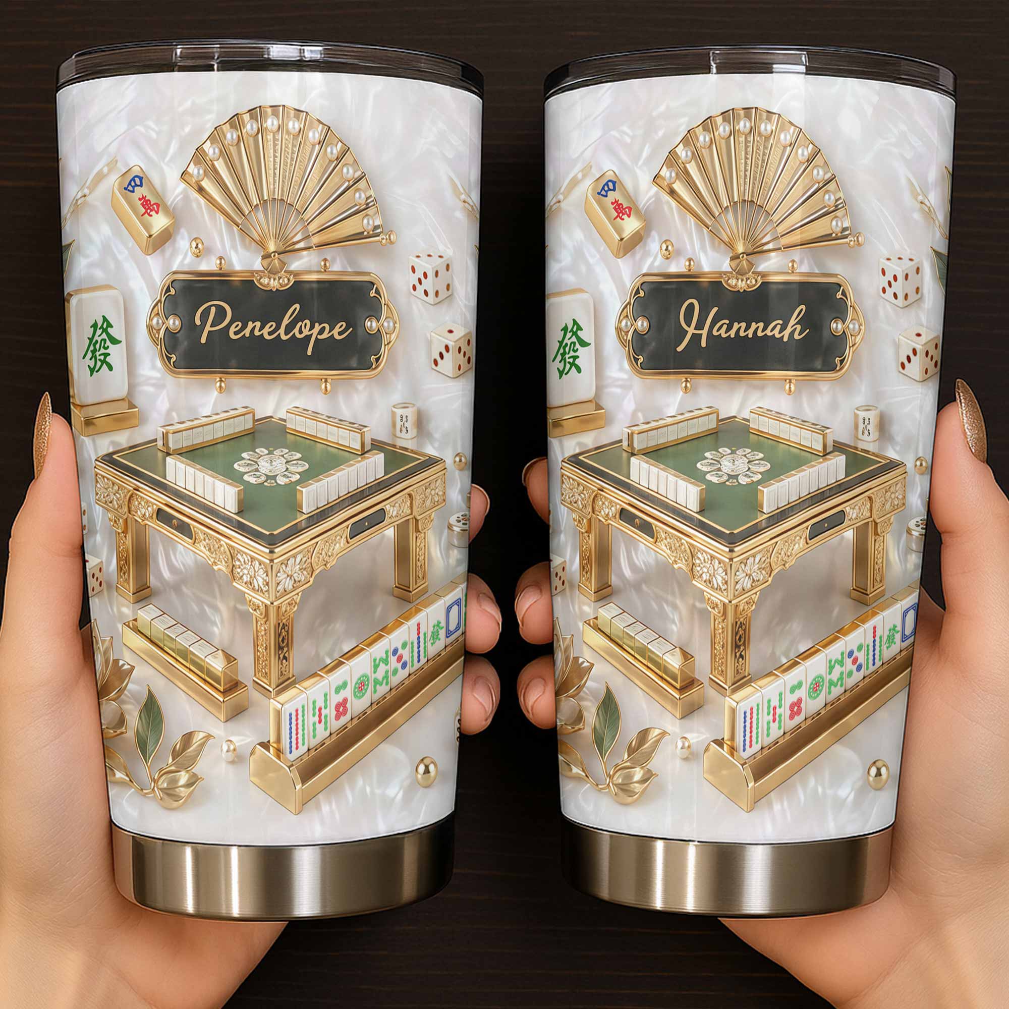 Personalized Mahjong Tumbler 20oz Custom Name Gift for Game Lovers