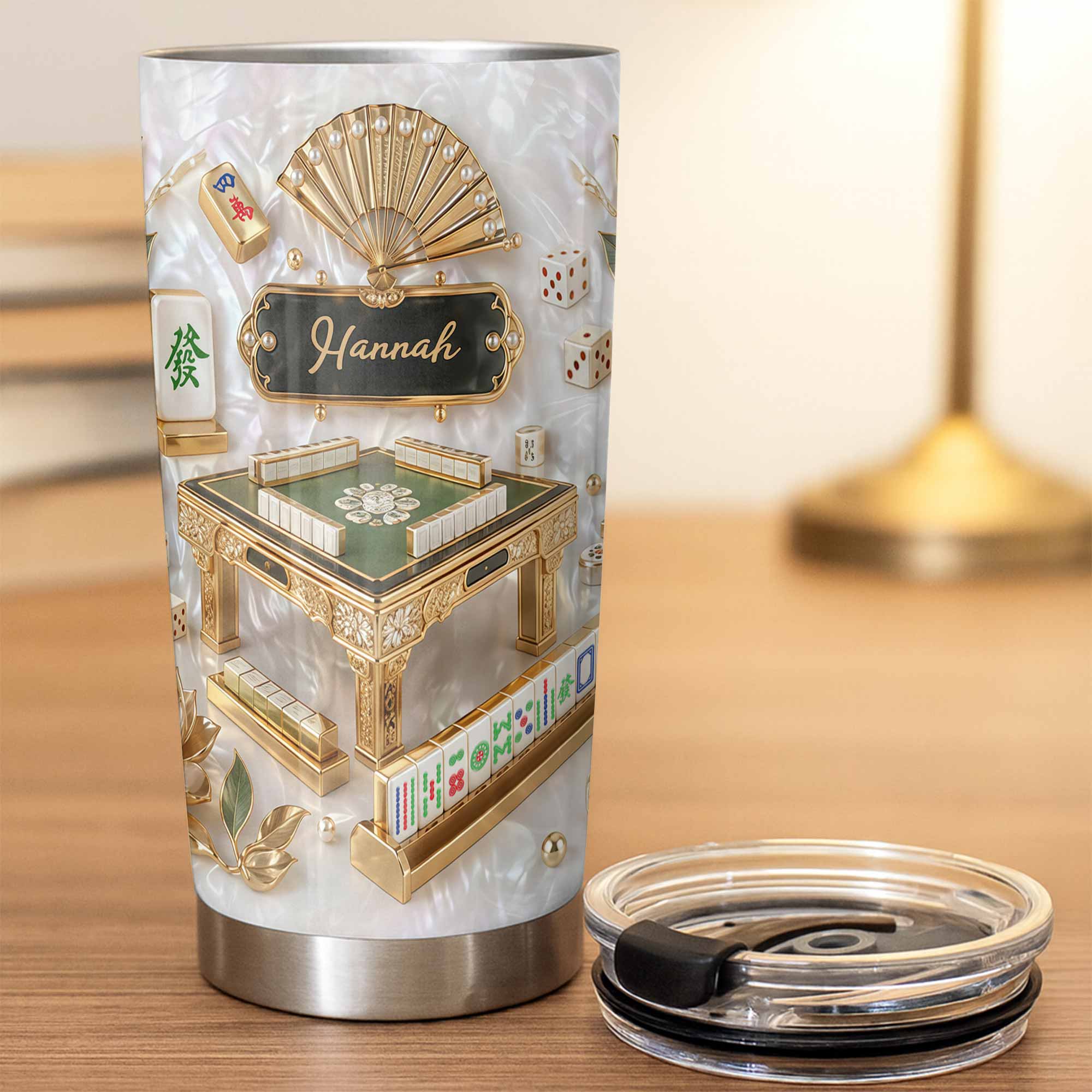 Personalized Mahjong Tumbler 20oz Custom Name Gift for Game Lovers