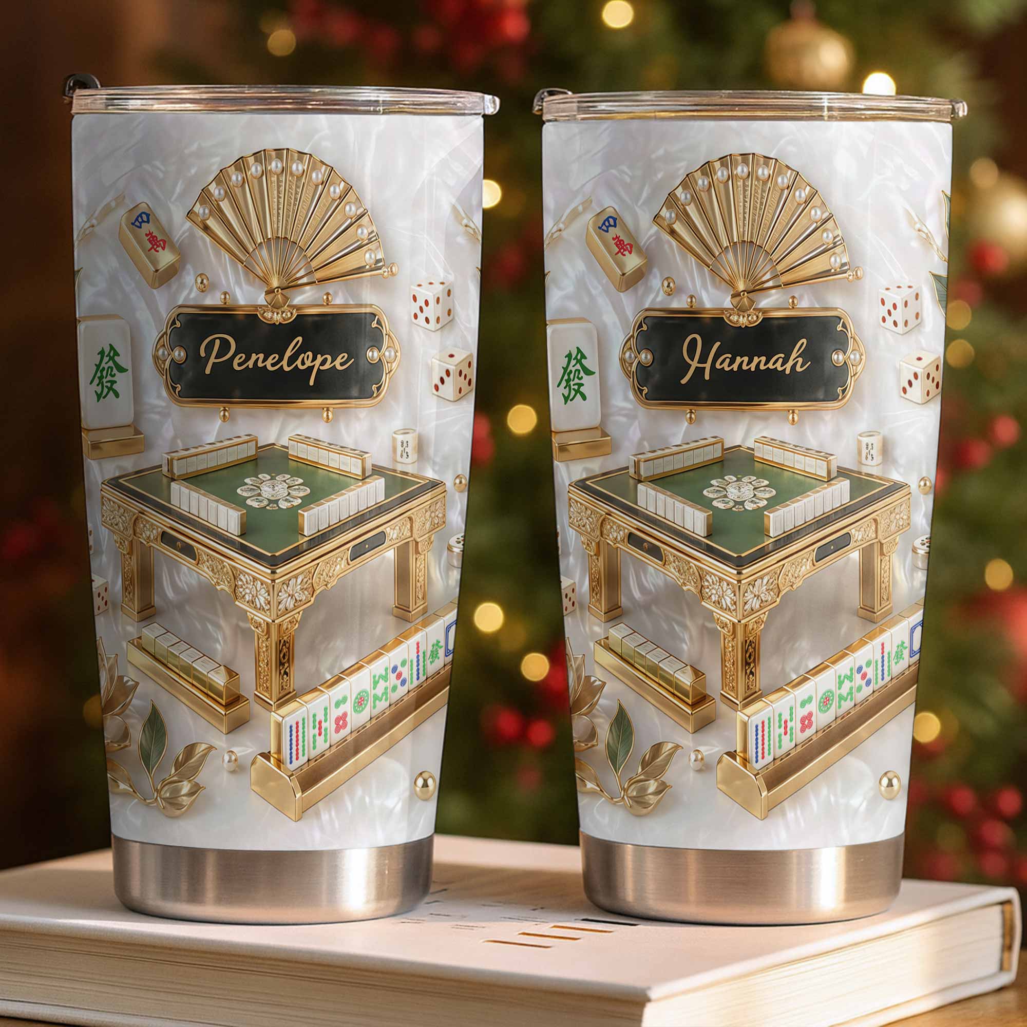 Personalized Mahjong Tumbler 20oz Custom Name Gift for Game Lovers