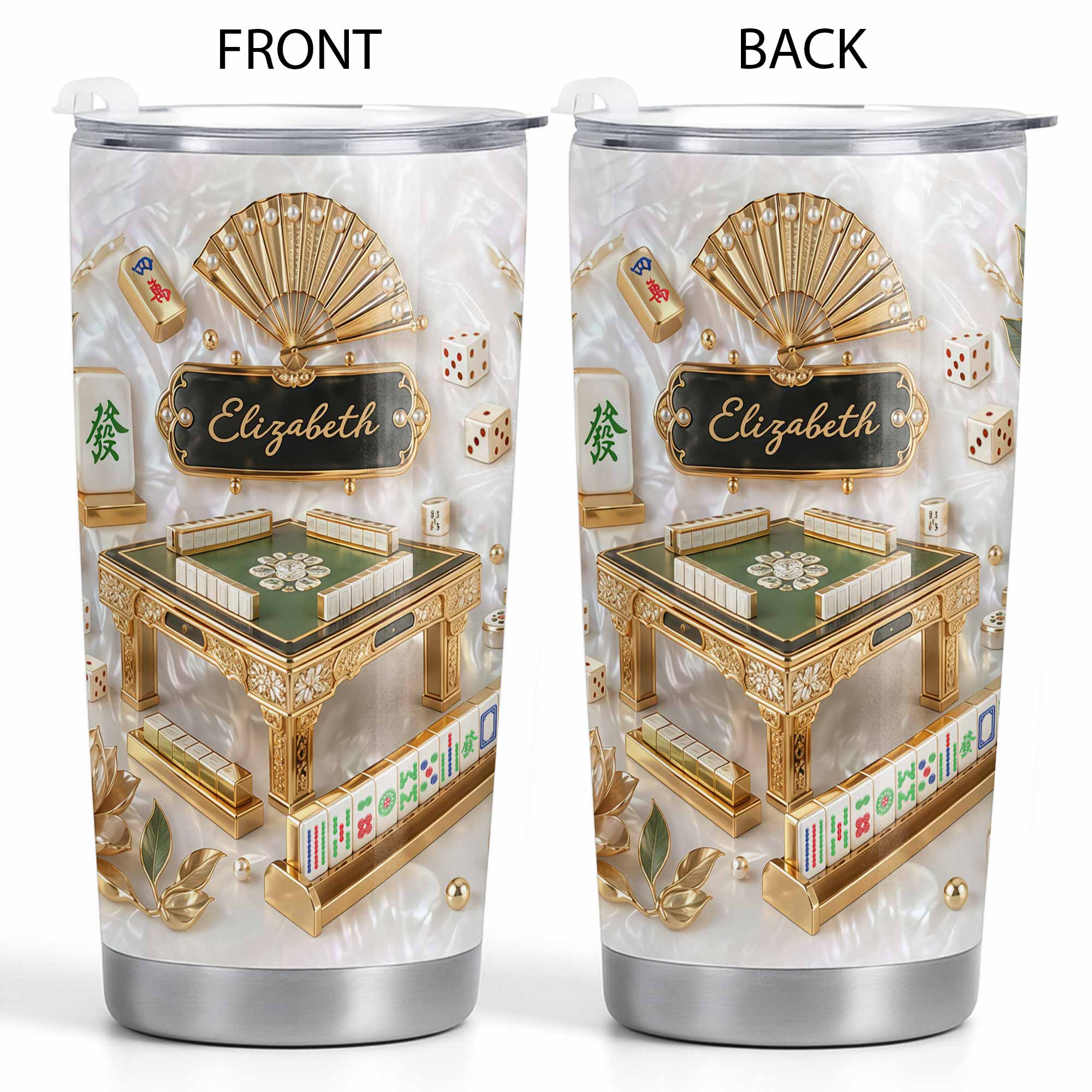Personalized Mahjong Tumbler 20oz Custom Name Gift for Game Lovers