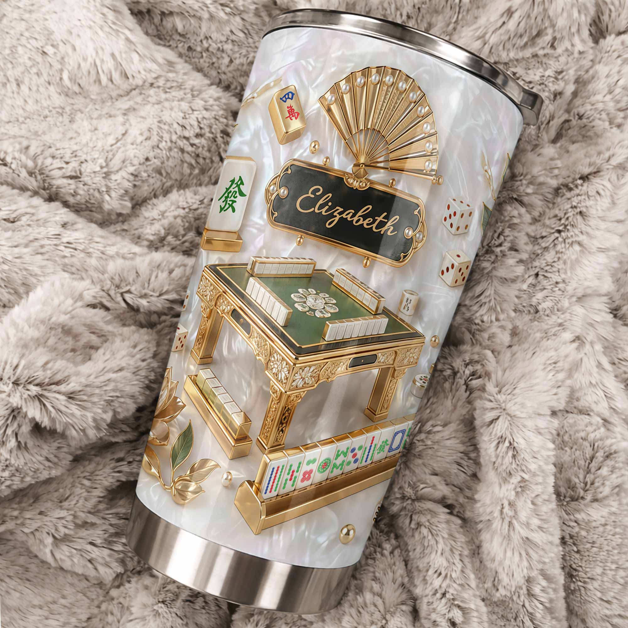 Personalized Mahjong Tumbler 20oz Custom Name Gift for Game Lovers