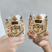 Load image into Gallery viewer, Personalized Stemless Wine Glass Eat Sleep Mahjong Gift for Her
