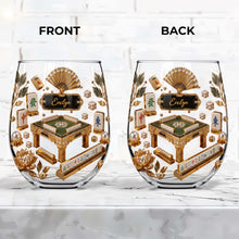Load image into Gallery viewer, Personalized Stemless Wine Glass Eat Sleep Mahjong Gift for Her
