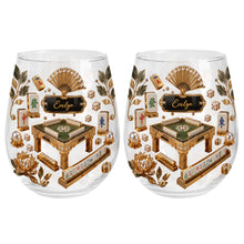 Load image into Gallery viewer, Personalized Stemless Wine Glass Eat Sleep Mahjong Gift for Her
