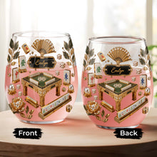 Load image into Gallery viewer, Personalized Stemless Wine Glass Eat Sleep Mahjong Gift for Her

