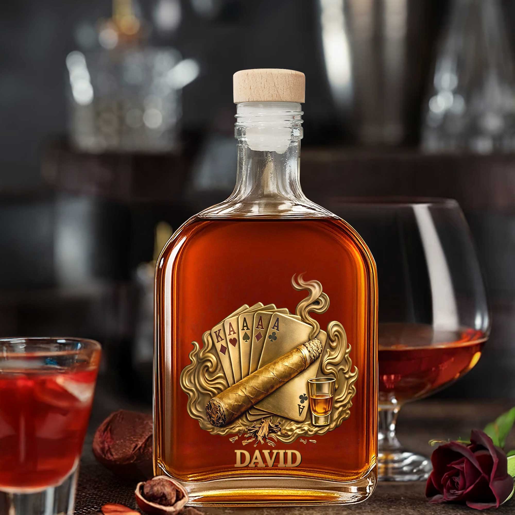 Personalized Whiskey Bottle Custom Name Home Bar Gift for Dad