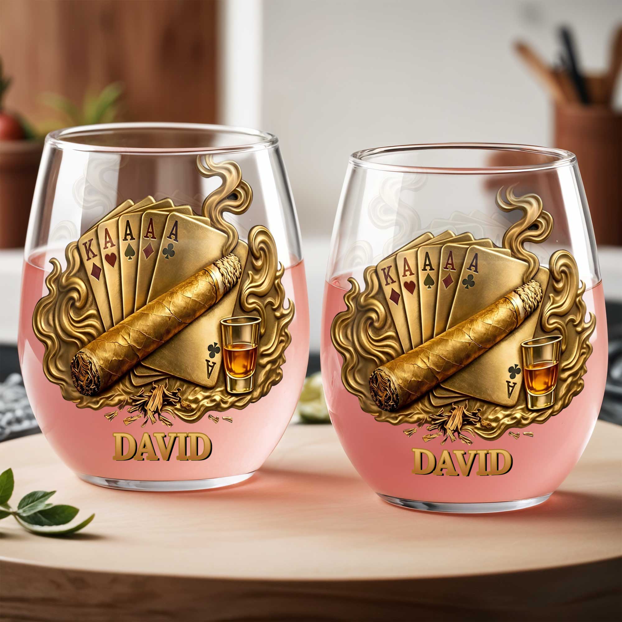 Personalized Stemless Wine Glass Custom Name Gift for Dad