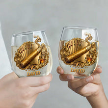 Load image into Gallery viewer, Personalized Stemless Wine Glass Custom Name Gift for Dad
