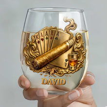 Load image into Gallery viewer, Personalized Stemless Wine Glass Custom Name Gift for Dad

