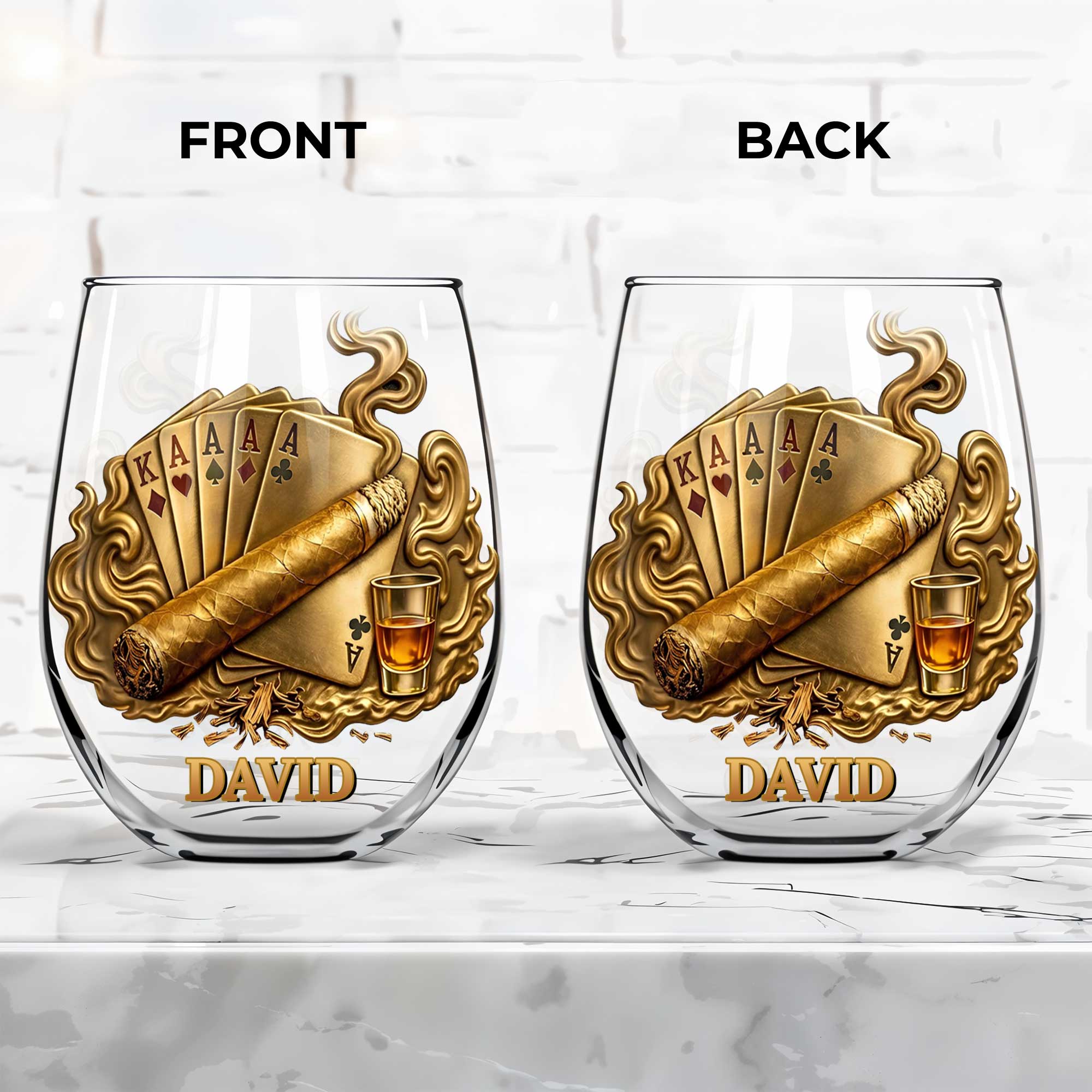 Personalized Stemless Wine Glass Custom Name Gift for Dad