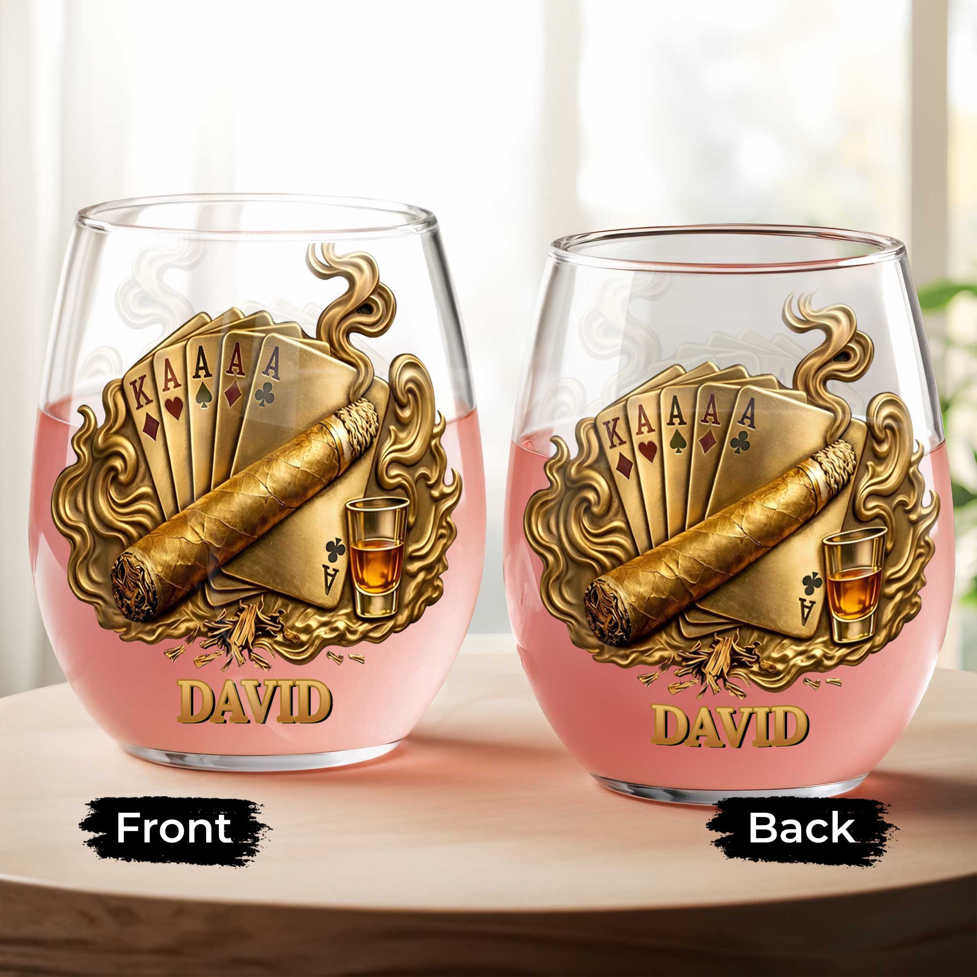 Personalized Stemless Wine Glass Custom Name Gift for Dad