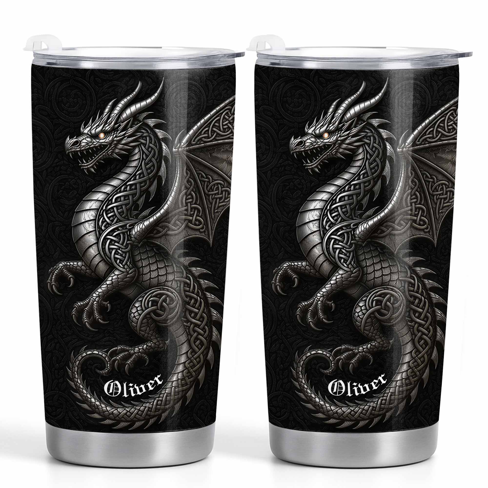 Personalized Celtic Knot Dragon Tumbler Custom Name Gift