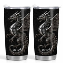 Load image into Gallery viewer, Personalized Celtic Knot Dragon Tumbler Custom Name Gift

