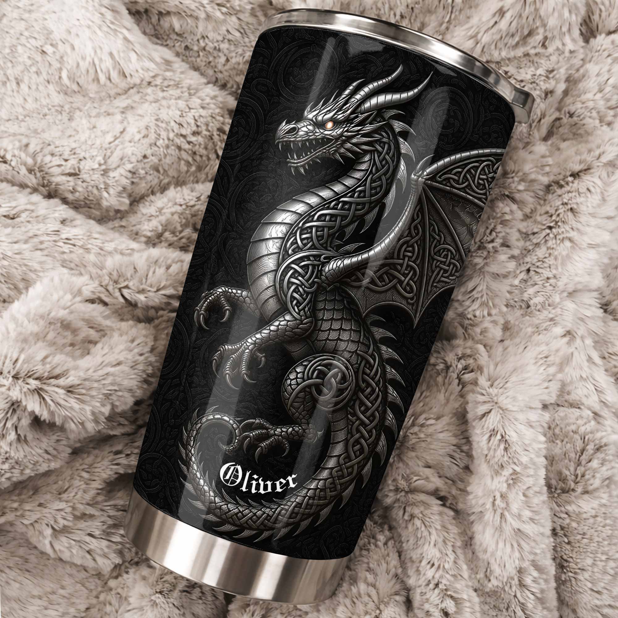 Personalized Celtic Knot Dragon Tumbler Custom Name Gift