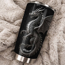 Load image into Gallery viewer, Personalized Celtic Knot Dragon Tumbler Custom Name Gift
