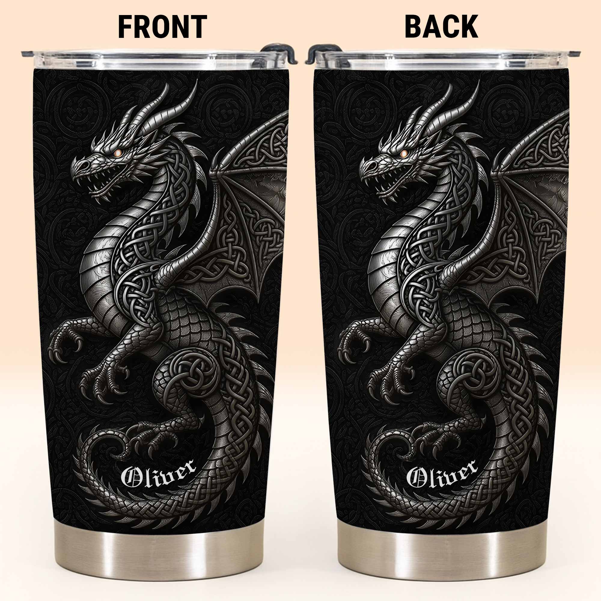Personalized Celtic Knot Dragon Tumbler Custom Name Gift