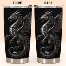 Load image into Gallery viewer, Personalized Celtic Knot Dragon Tumbler Custom Name Gift
