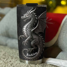 Load image into Gallery viewer, Personalized Celtic Knot Dragon Tumbler Custom Name Gift

