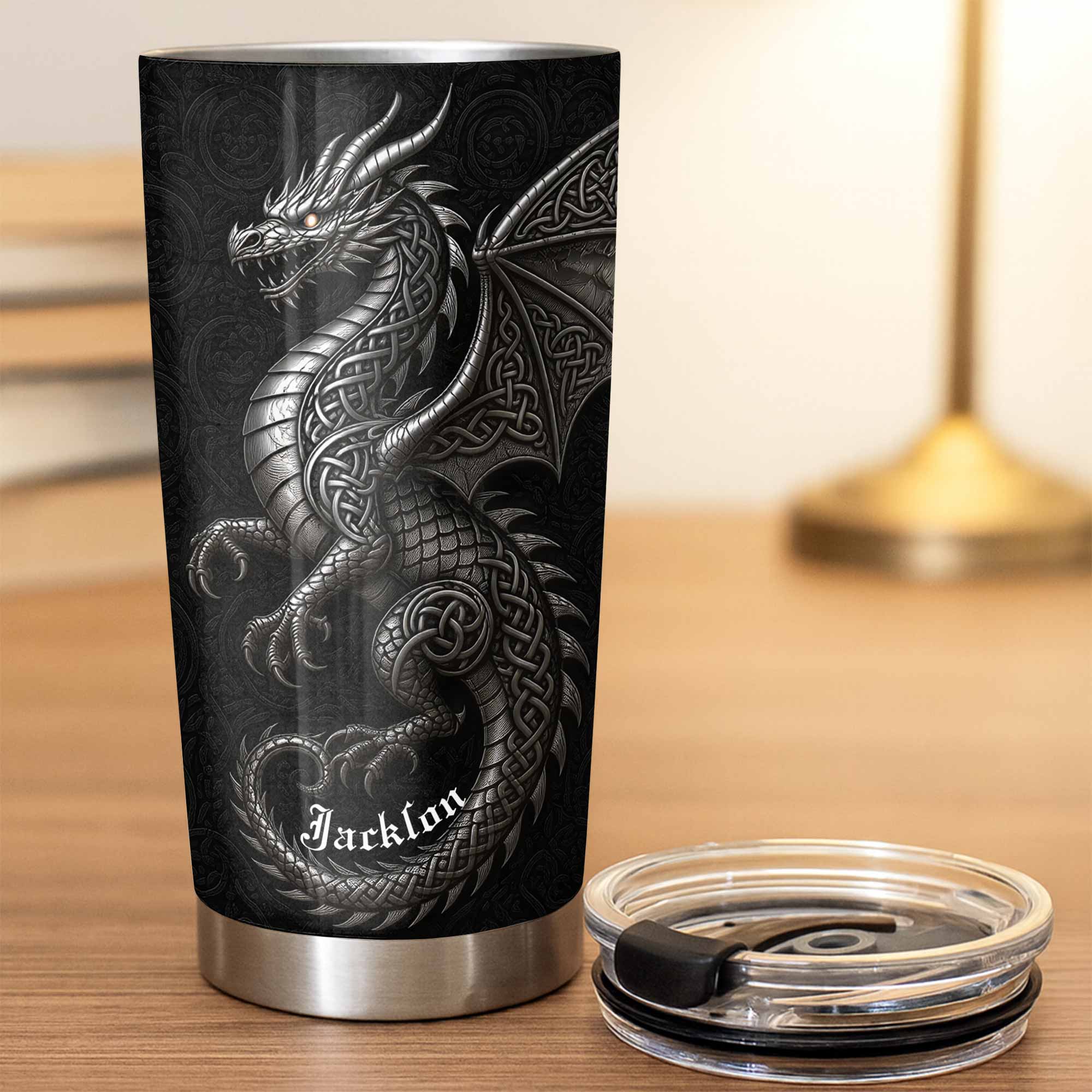 Personalized Celtic Knot Dragon Tumbler Custom Name Gift