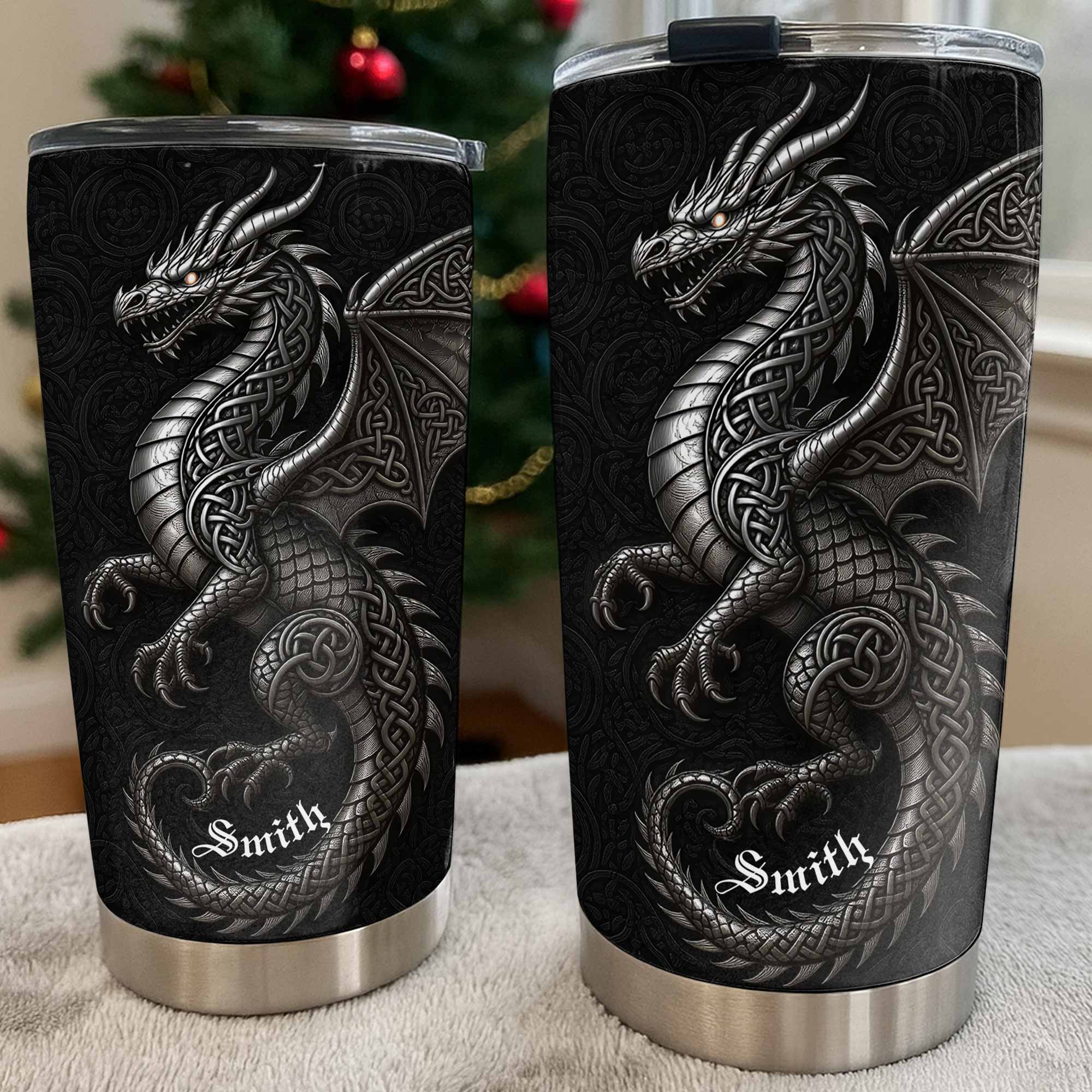 Personalized Celtic Knot Dragon Tumbler Custom Name Gift