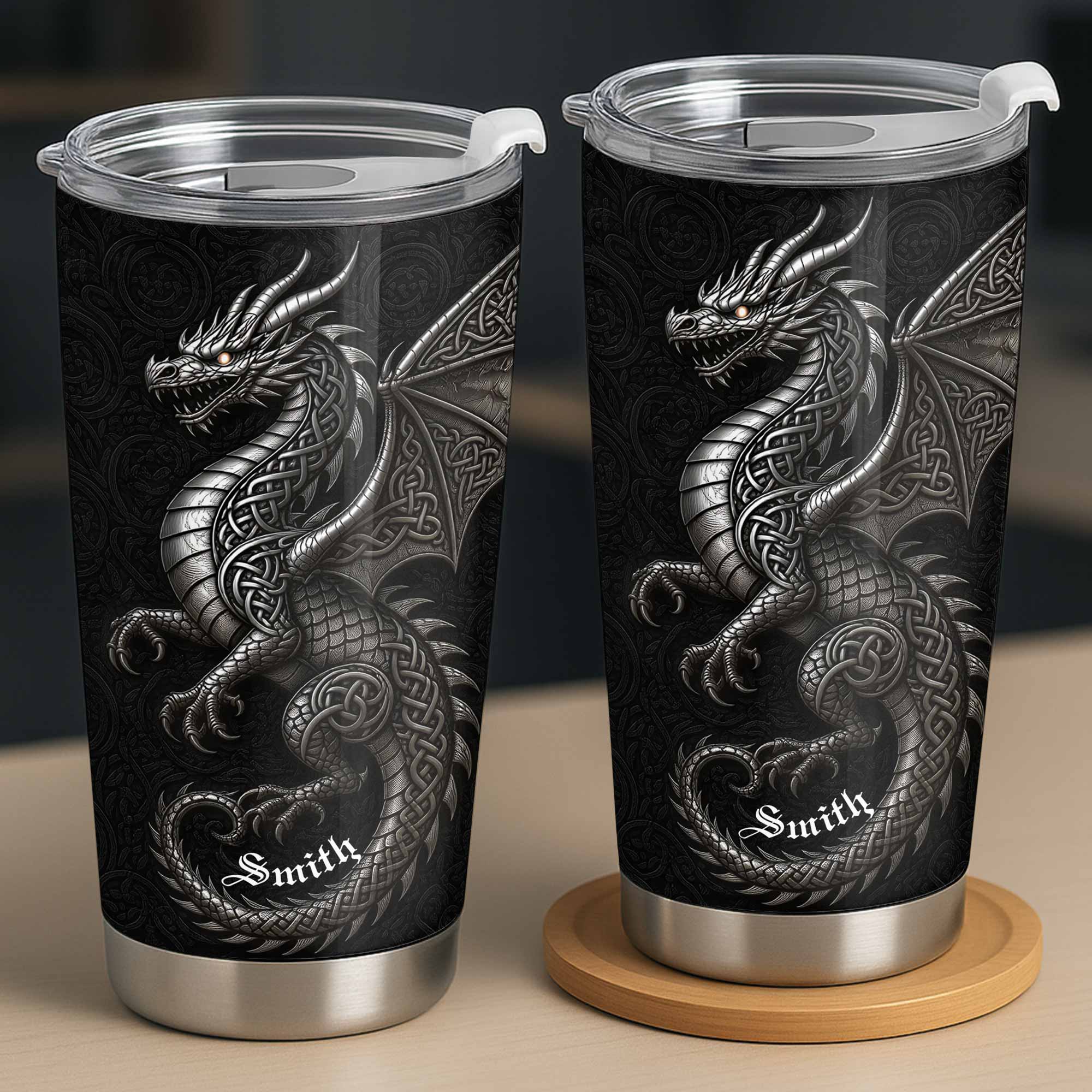 Personalized Celtic Knot Dragon Tumbler Custom Name Gift