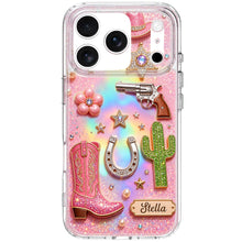 Load image into Gallery viewer, Personalized Clear Phone Case Cowgirl Design Custom Name Gift
