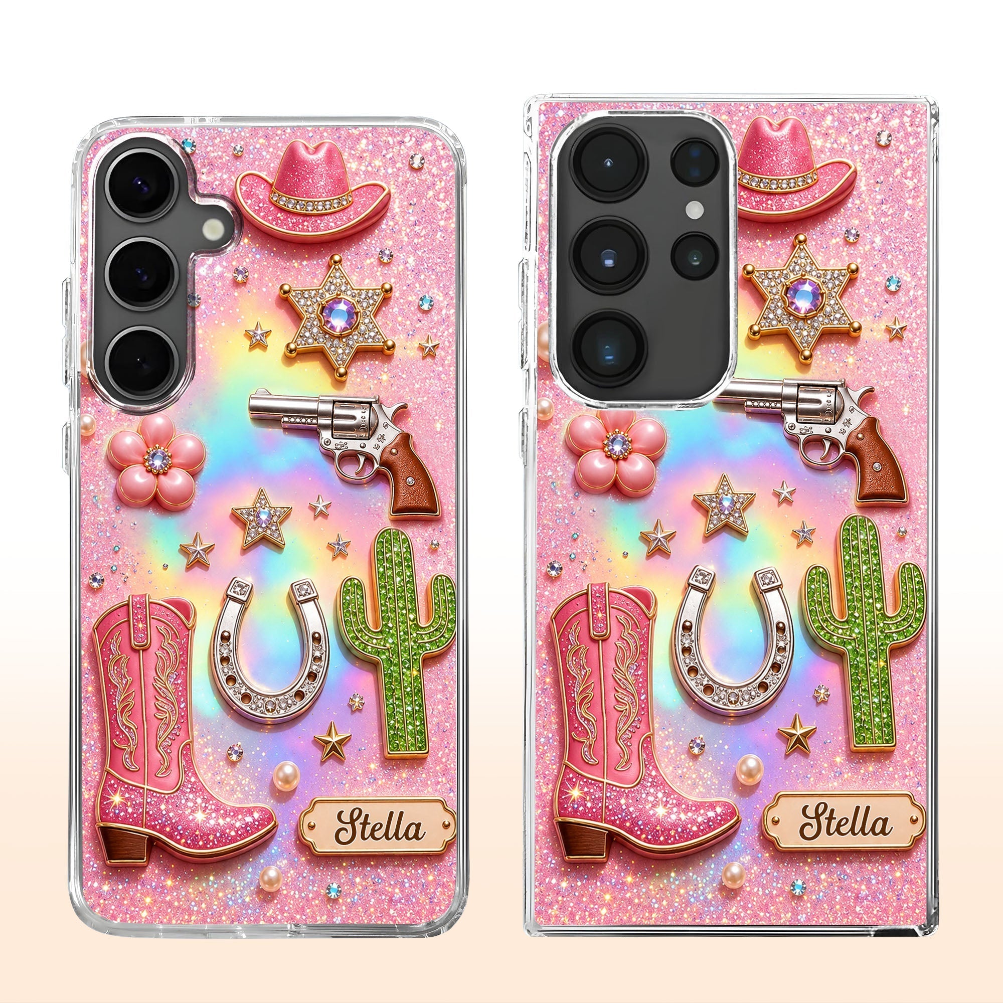 Personalized Clear Phone Case Cowgirl Design Custom Name Gift