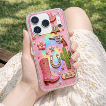 Load image into Gallery viewer, Personalized Clear Phone Case Cowgirl Design Custom Name Gift
