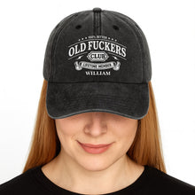 Load image into Gallery viewer, Personalized Washed Denim Cap Bitter Old Effers Club Gift for Dad
