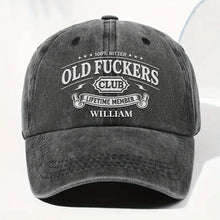 Load image into Gallery viewer, Personalized Washed Denim Cap Bitter Old Effers Club Gift for Dad
