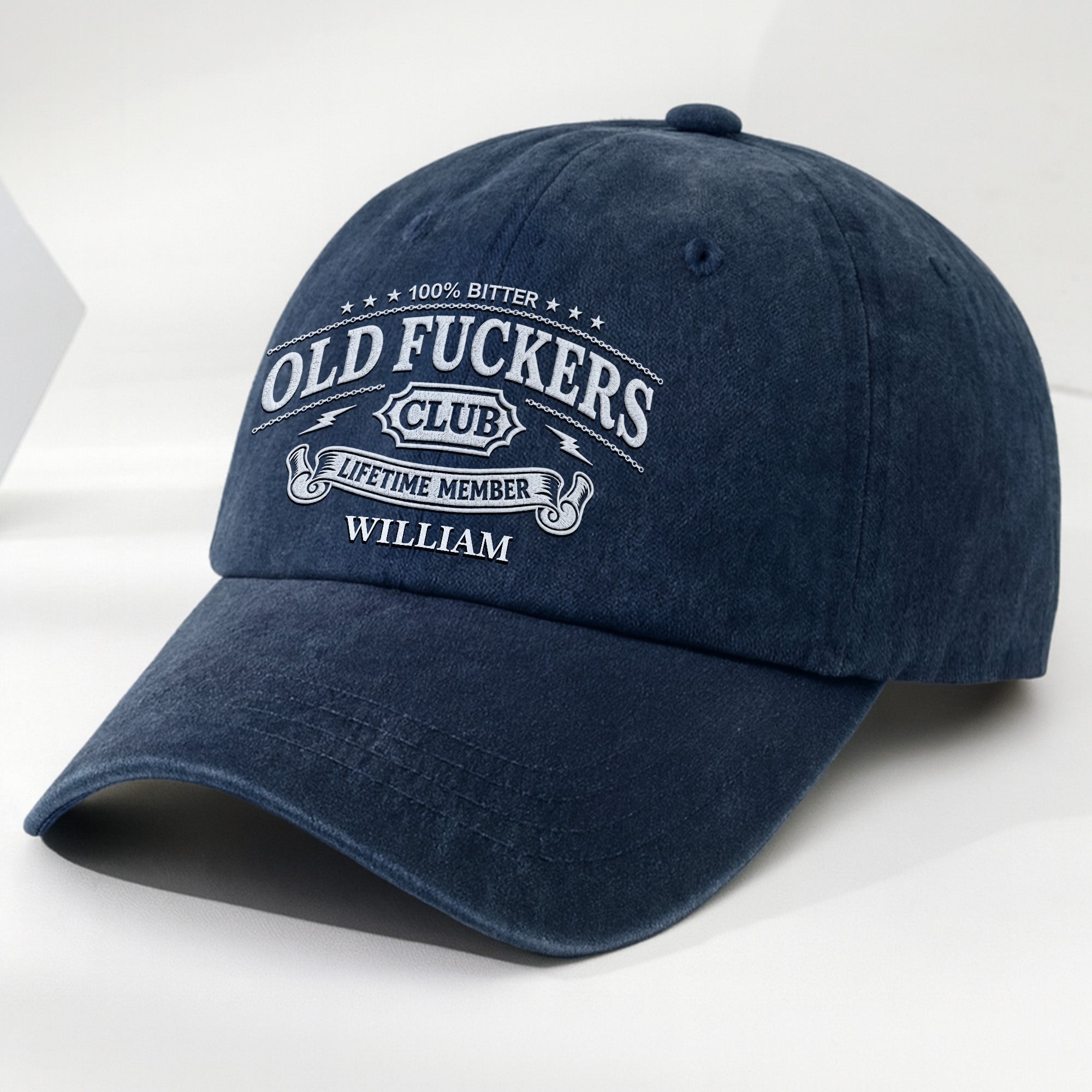 Personalized Washed Denim Cap Bitter Old Effers Club Gift for Dad