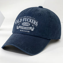 Load image into Gallery viewer, Personalized Washed Denim Cap Bitter Old Effers Club Gift for Dad
