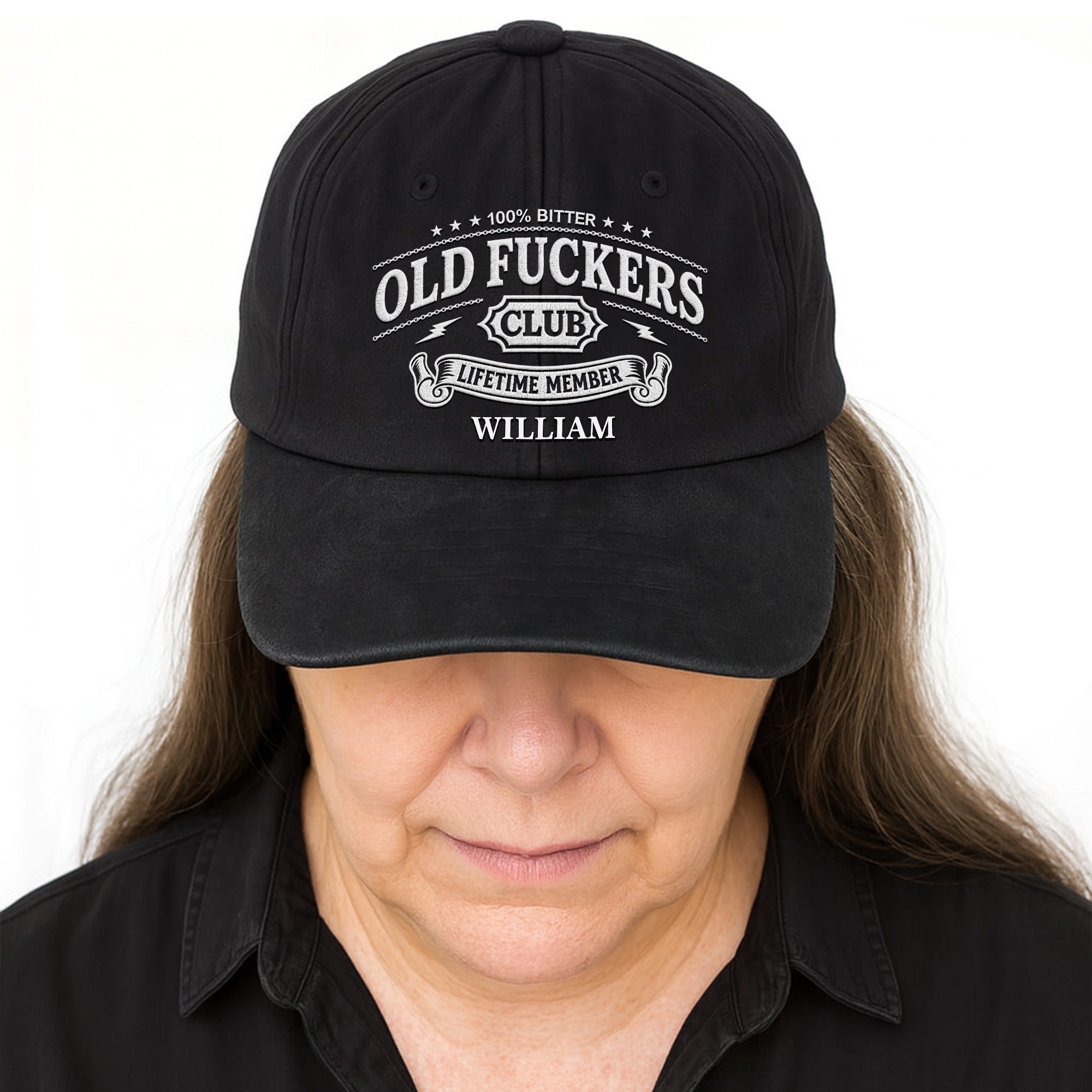 Personalized Washed Denim Cap Bitter Old Effers Club Gift for Dad