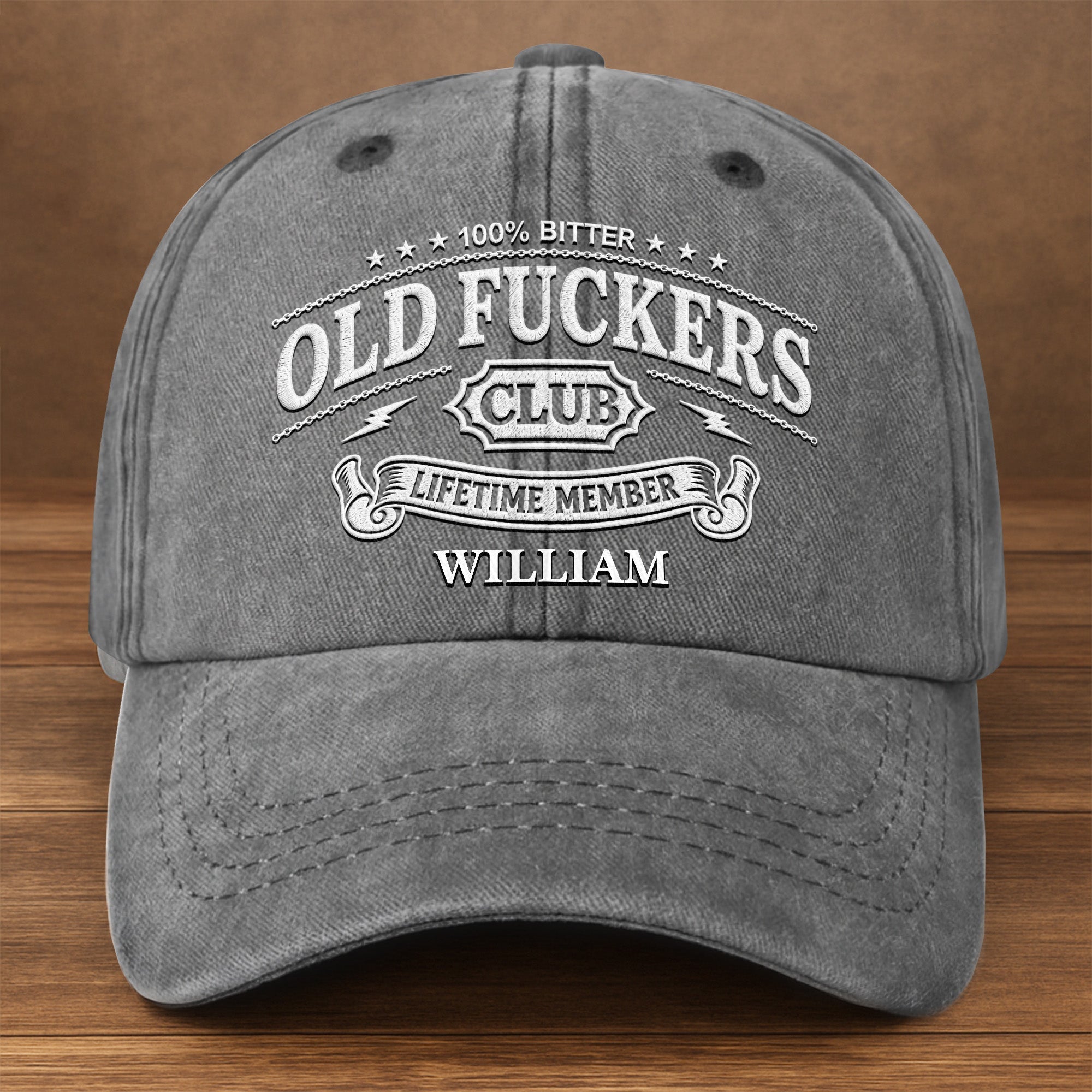 Personalized Washed Denim Cap Bitter Old Effers Club Gift for Dad