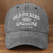 Load image into Gallery viewer, Personalized Washed Denim Cap Bitter Old Effers Club Gift for Dad
