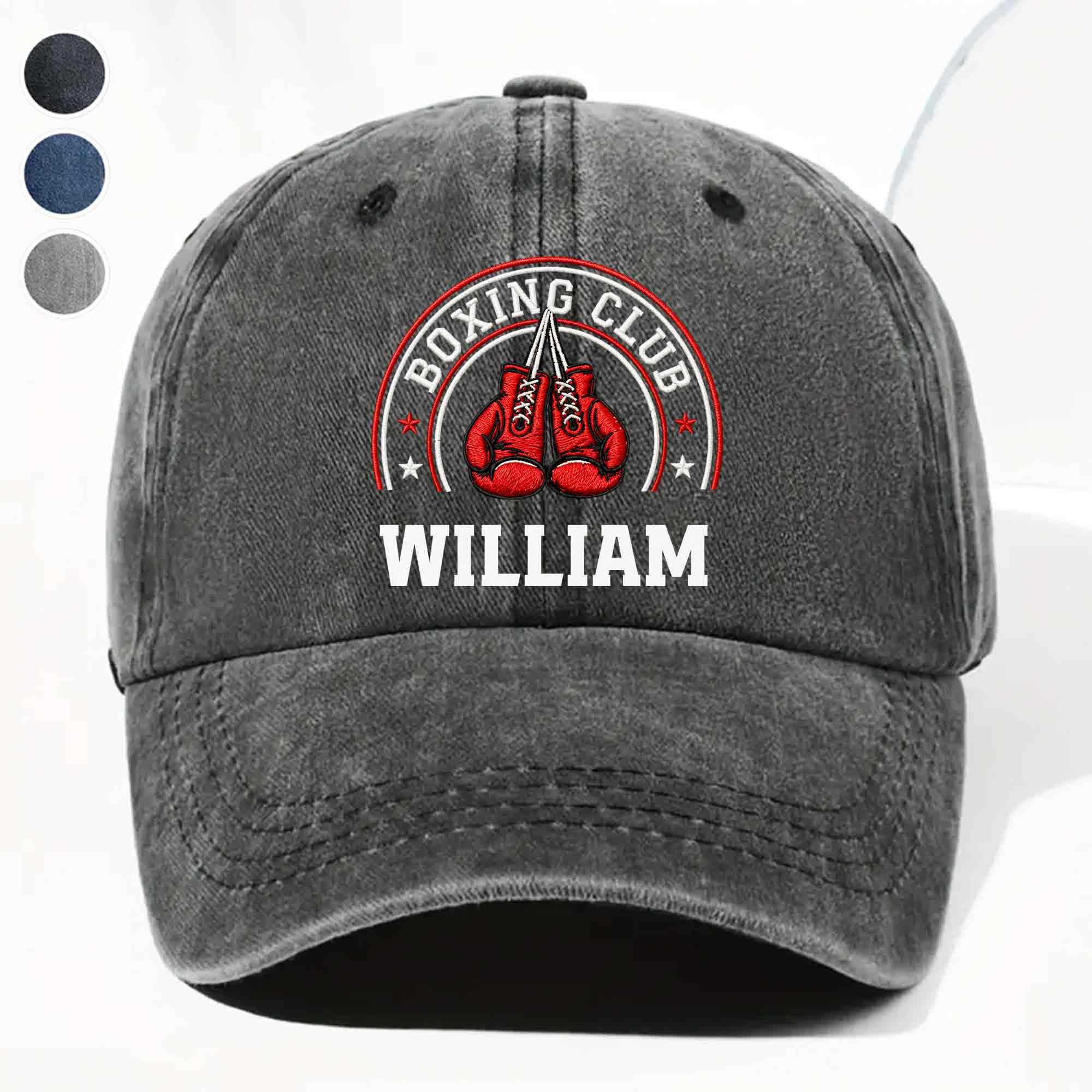 Personalized Washed Denim Cap Custom Name Boxing Gift for Him