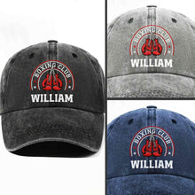 Load image into Gallery viewer, Personalized Washed Denim Cap Custom Name Boxing Gift for Him
