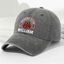 Load image into Gallery viewer, Personalized Washed Denim Cap Custom Name Boxing Gift for Him
