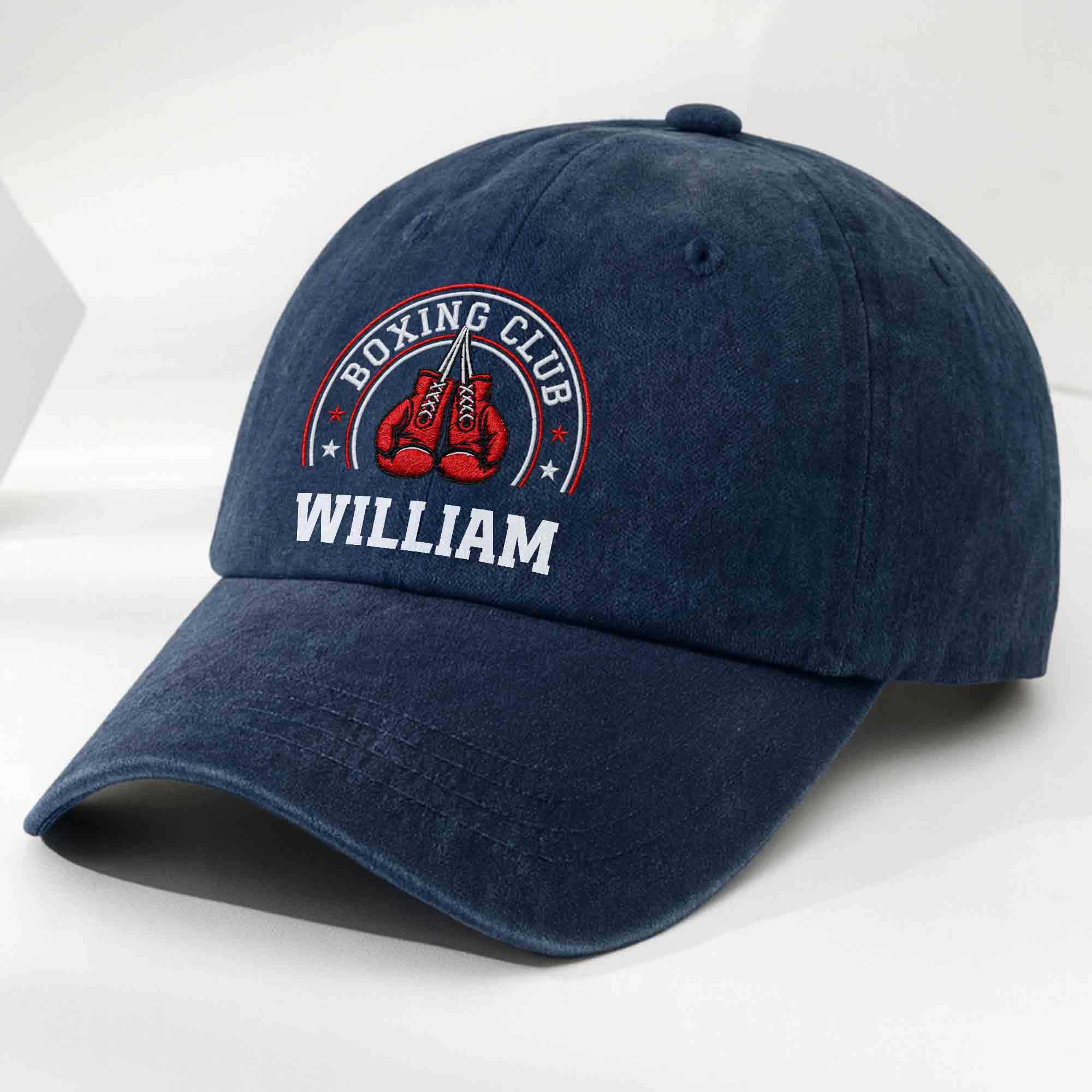 Personalized Washed Denim Cap Custom Name Boxing Gift for Him