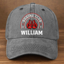 Load image into Gallery viewer, Personalized Washed Denim Cap Custom Name Boxing Gift for Him
