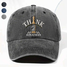 Load image into Gallery viewer, Personalized Washed Denim Cap Custom Chess Design Gift for Dad
