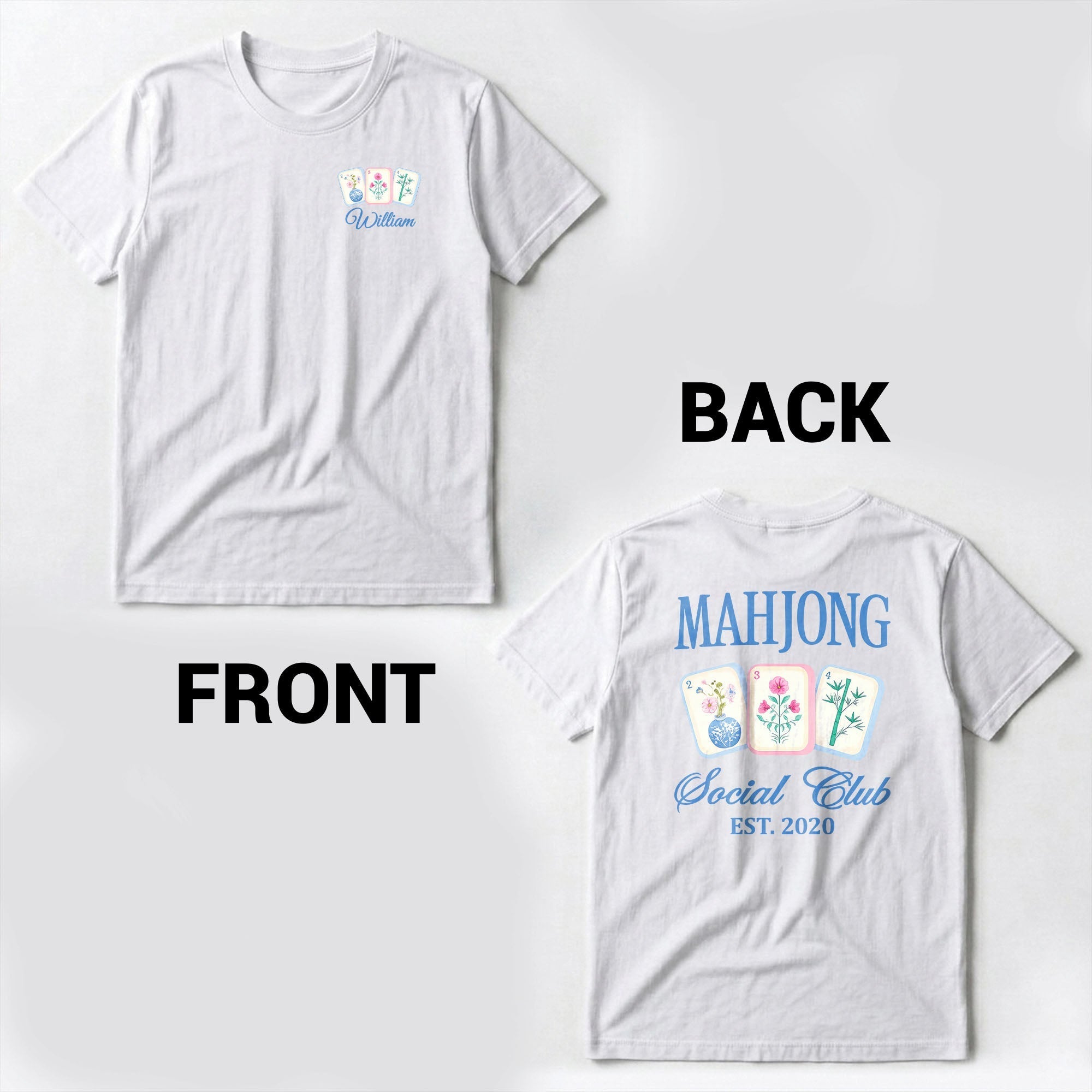 Personalized Mahjong T-Shirt Custom Front & Back Gift for Him