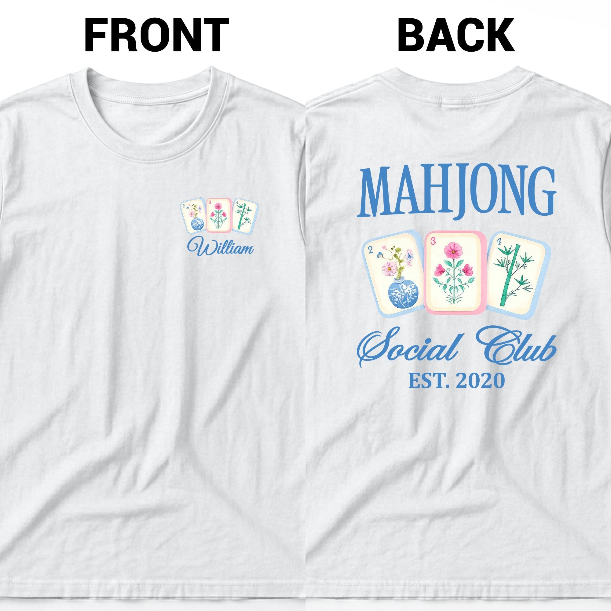 Personalized Mahjong T-Shirt Custom Front & Back Gift for Him