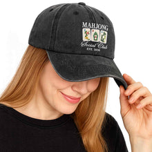 Load image into Gallery viewer, Personalized Washed Denim Cap Custom Mahjong Gift for Hobbyists
